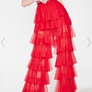 Dolls kill red flare tiered pants